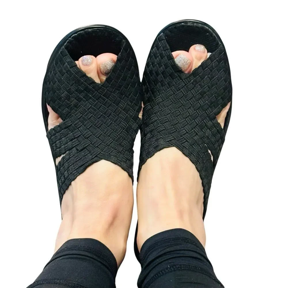 Bernie Mev Black Woven Wedges - Size 38 (7-8)